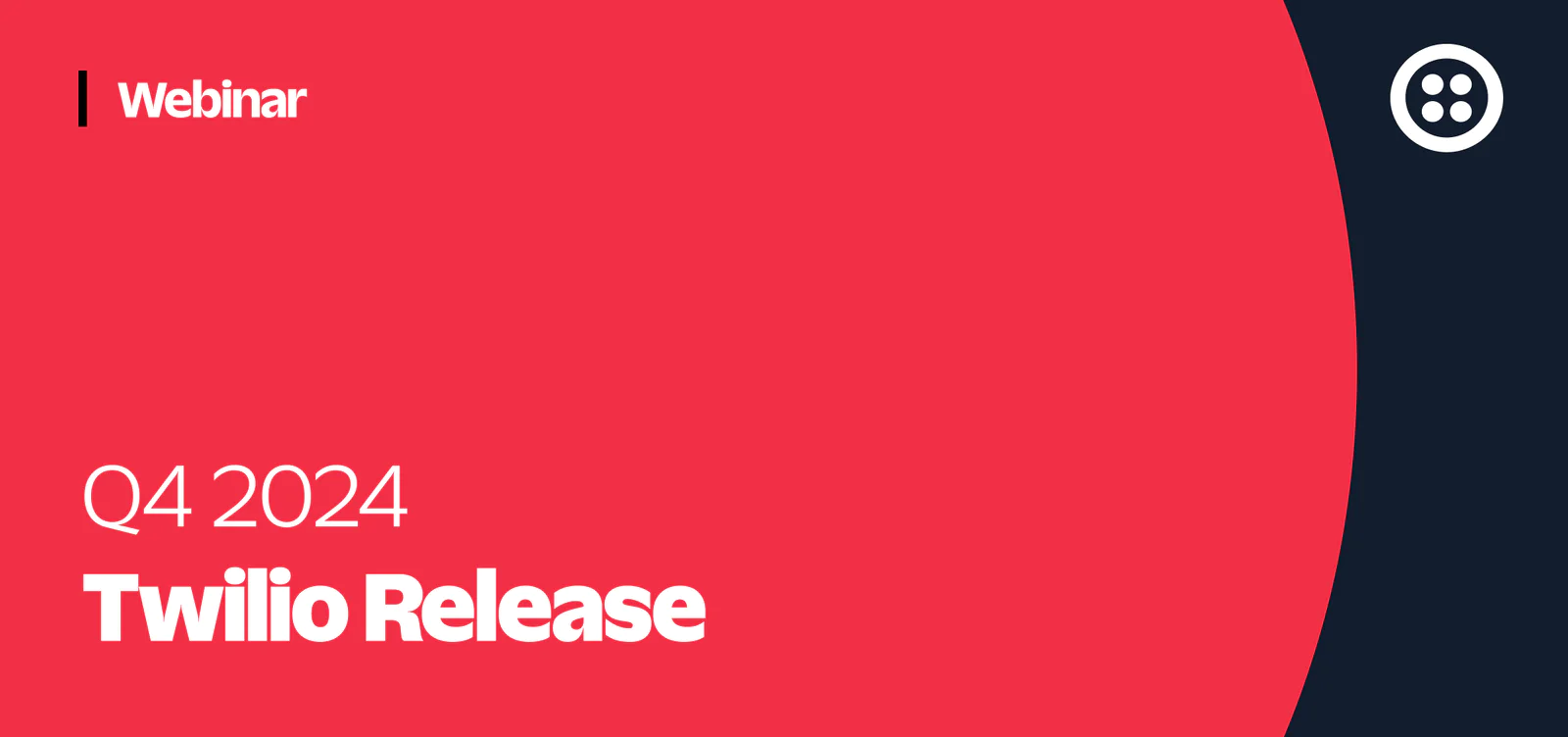 Twilio Q4 2024 release webinar announcement with Twilio logo on a red and white background.