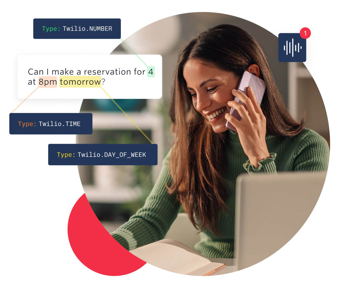 Illustration showing how a company can analyze and extract information from a customer phone call. 