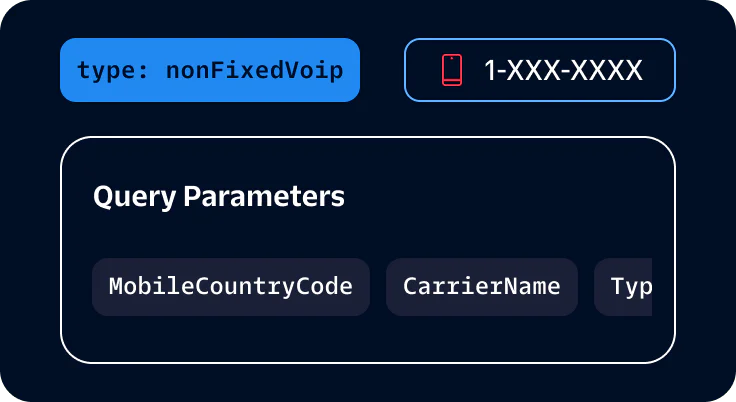 Example of query parameters including FirstName, AddressLine, City, and State with a phone number